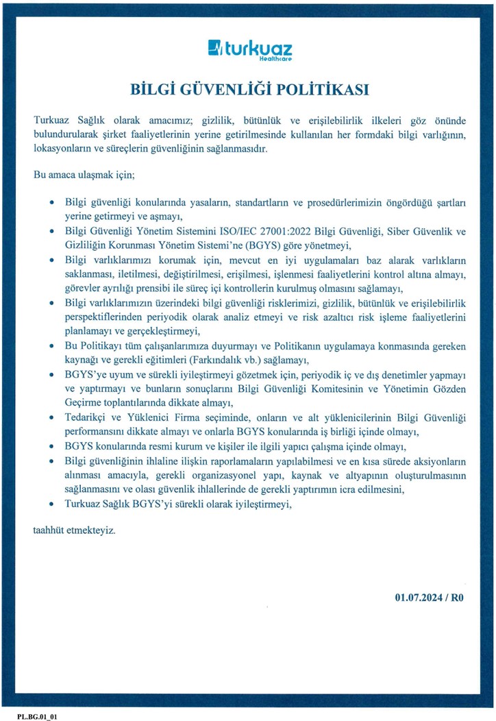 Bilgi Güvenliği Sertifikası